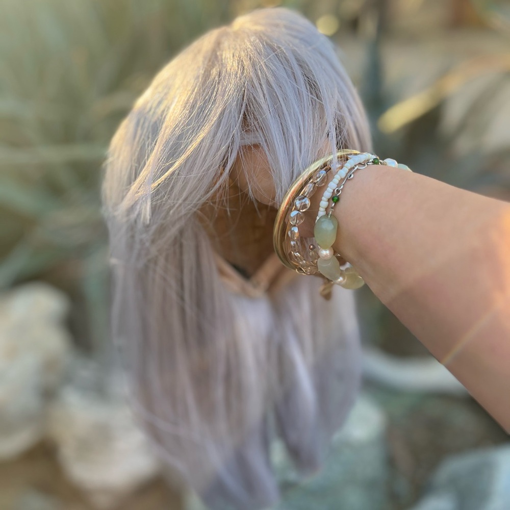 MAGIC LACE | Front Lace Long Ash Blonde Light Gray Wig W/ Bangs